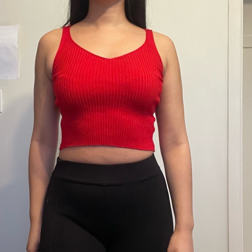 🔥 Fashion Nova Ribbed Red V-Neck Tank – Size Small 🔥